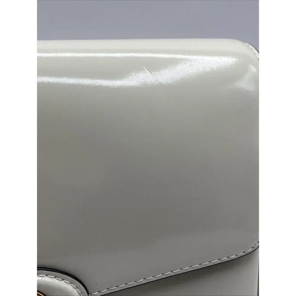 Tory Burch Robinson Spazzolato Convertible Top Handle Bag Patent Leather Ivory